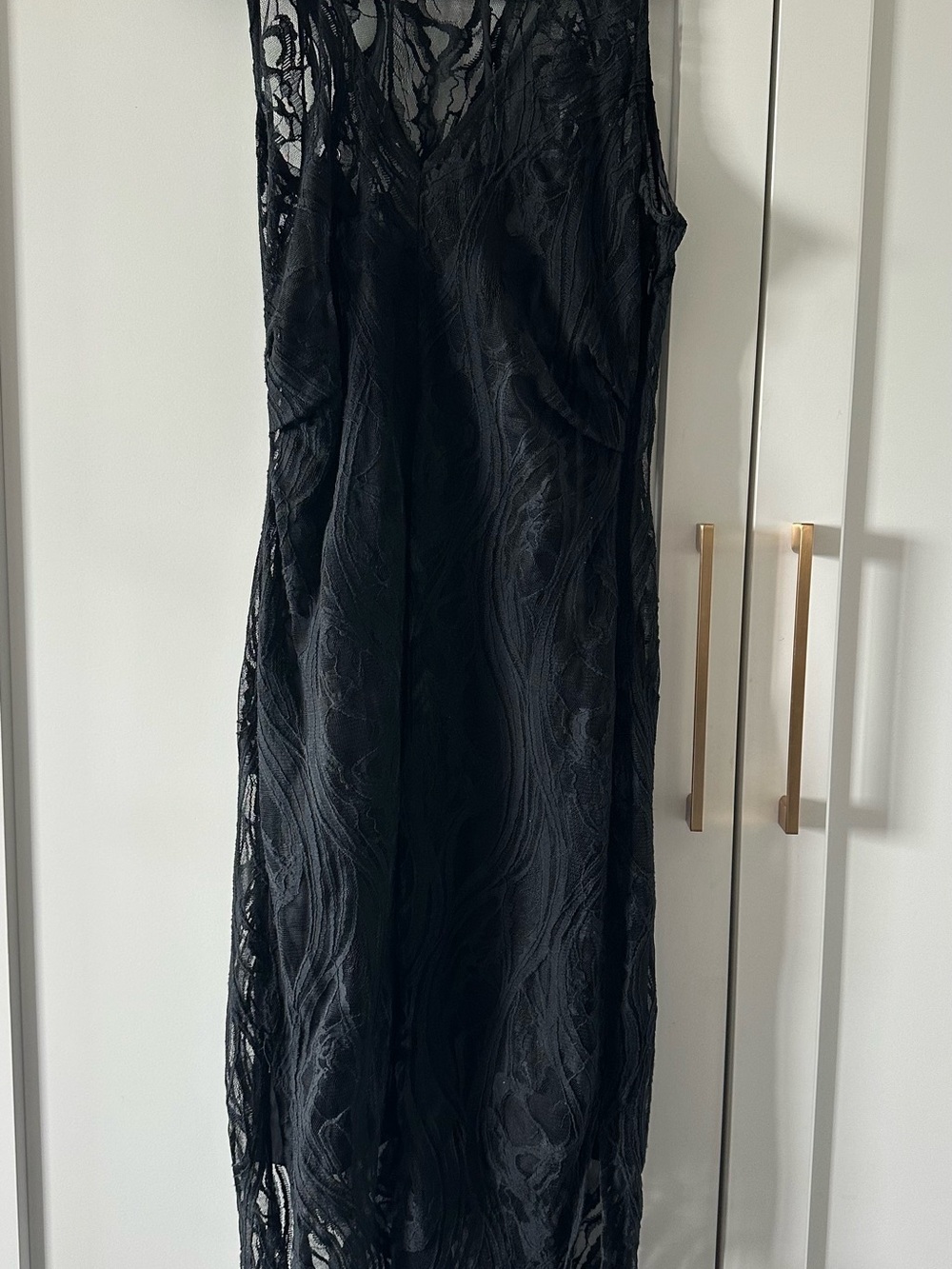 Brochu Walker Black Lace Overlay Maxi Dress